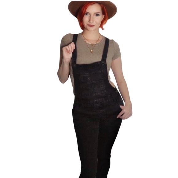 Free People- Black/Grey Denim Overalls Size 26 - Picture 3 of 14
